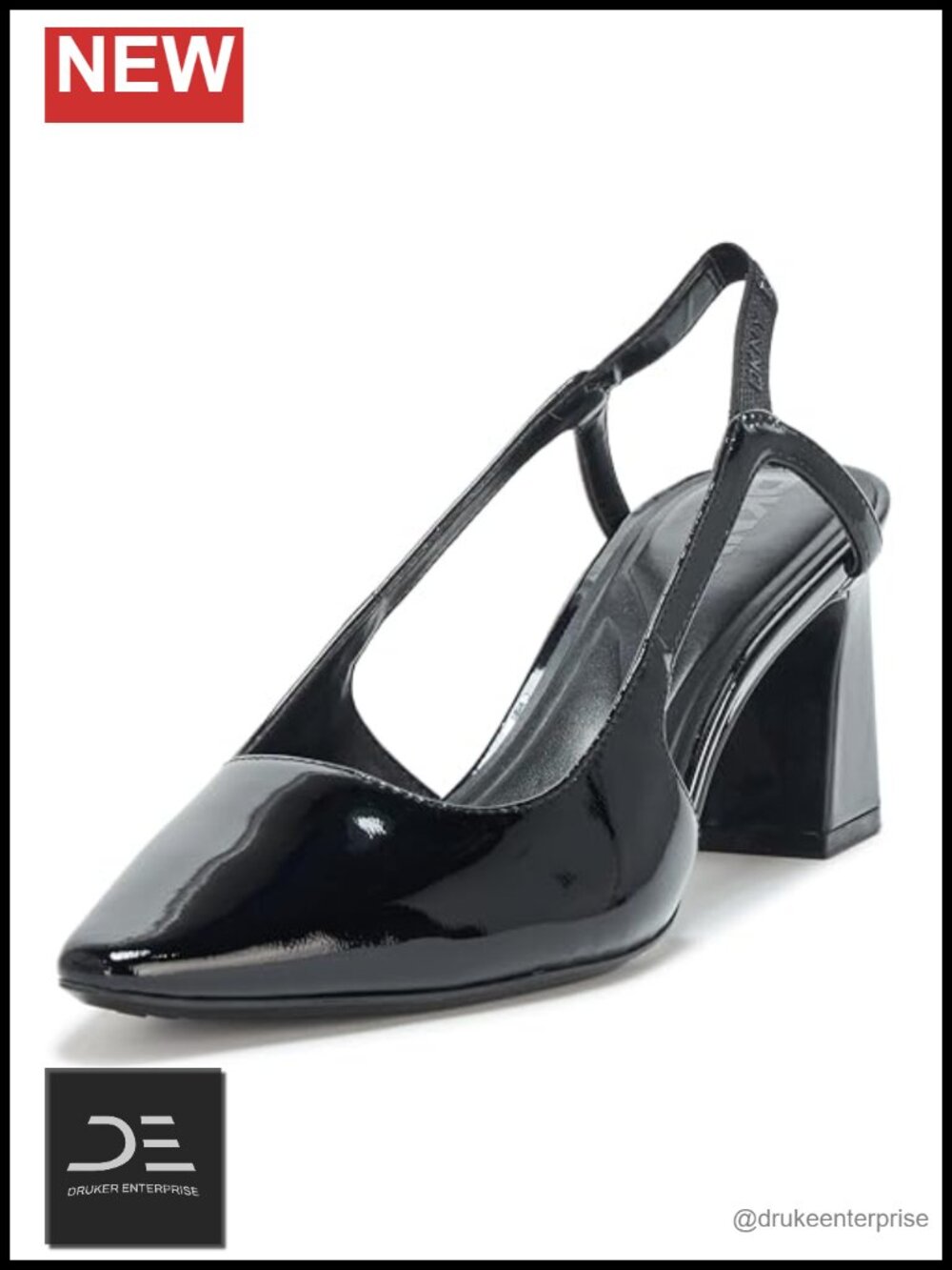 DKNY Sohana Womens Slingback Block Heel Pump Faux Leather Stiletto